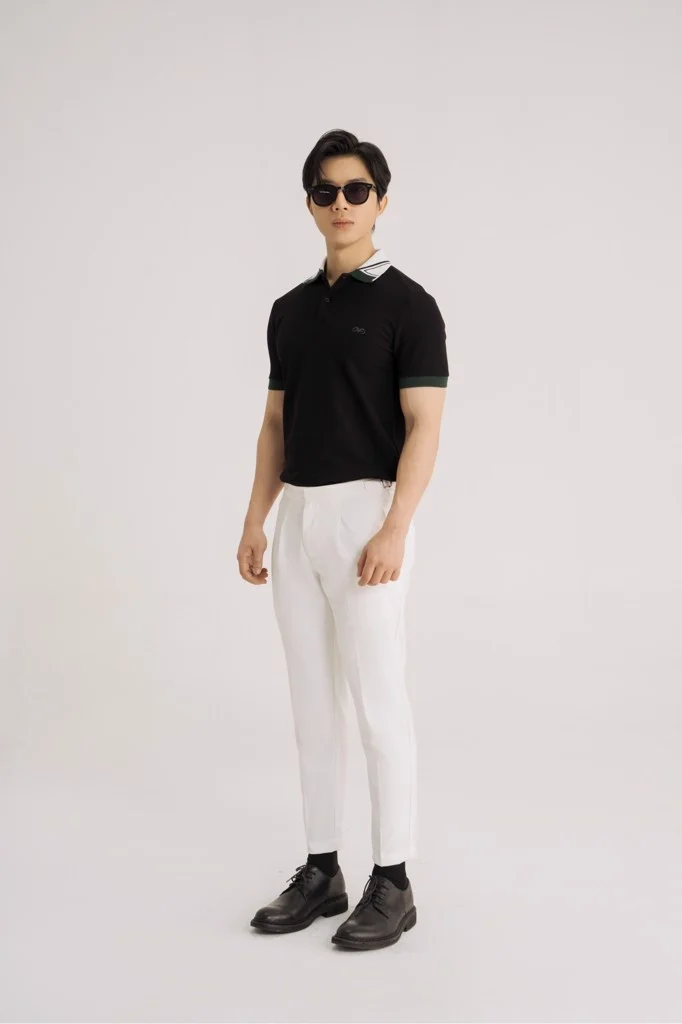  POLO NAM 8853-ĐEN CỔ RÊU CHÉO 