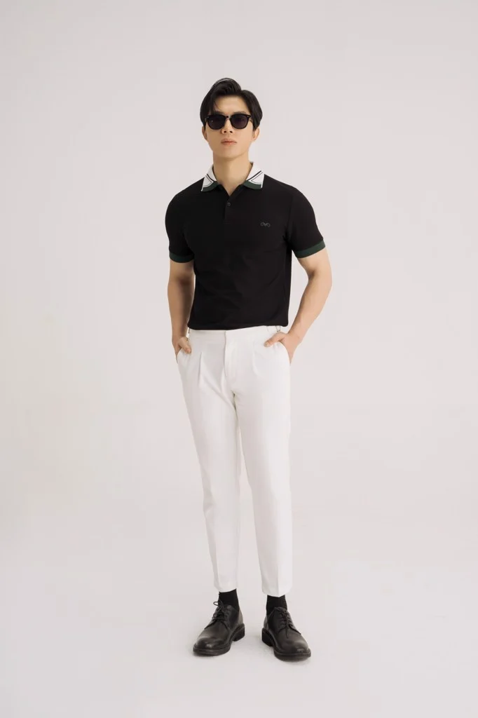  POLO NAM 8853-ĐEN CỔ RÊU CHÉO 