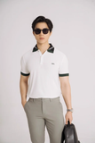  POLO NAM 8853-TRẮNG CỔ RÊU CHÉO 