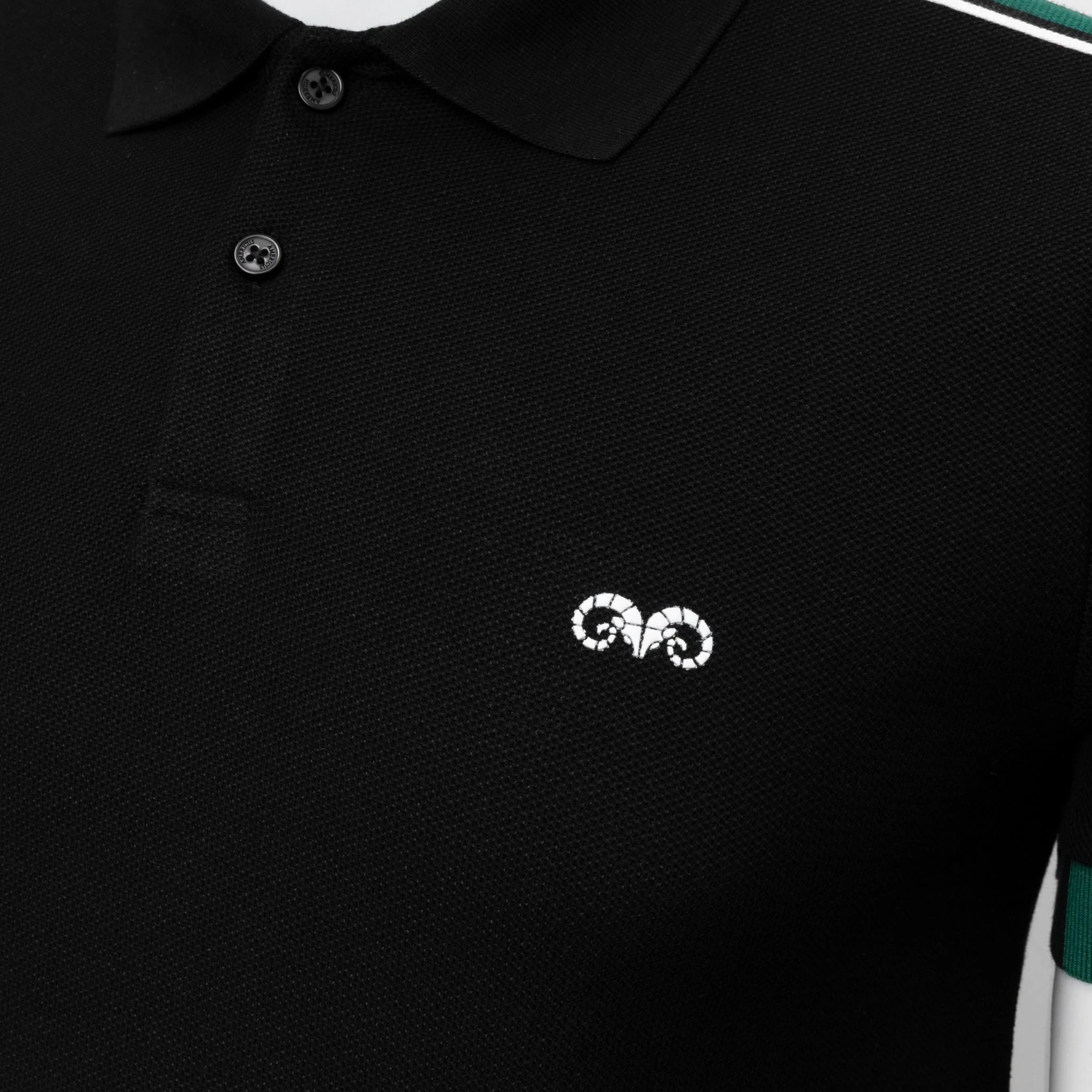  POLO NAM 8858-ĐEN ĐẮP VAI XANH LÁ 