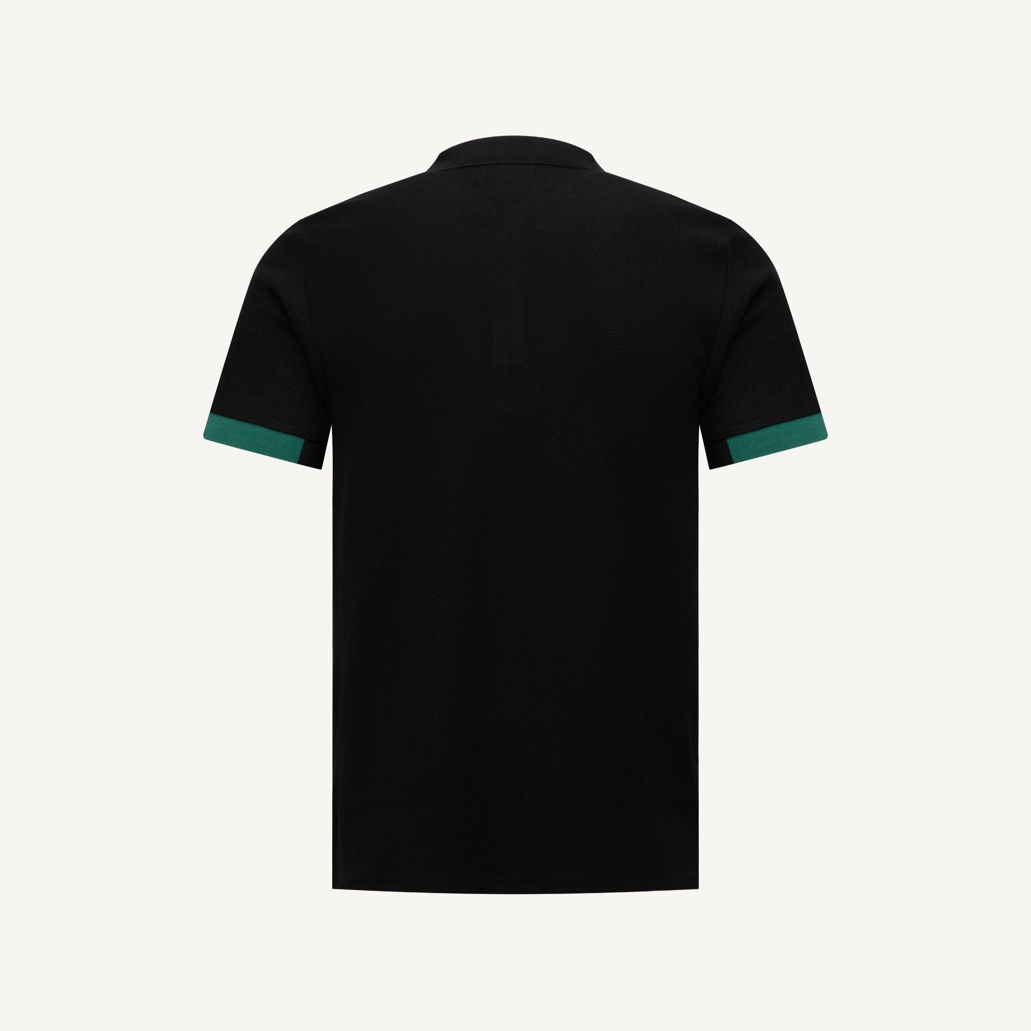  POLO NAM 8858-ĐEN ĐẮP VAI XANH LÁ 