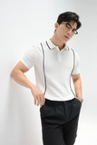  POLO NAM 8861-TRẮNG CHỈ ĐEN 