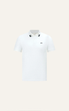  POLO NAM 8865-SLIM FIT TRẮNG GÓC CỔ XÁM 