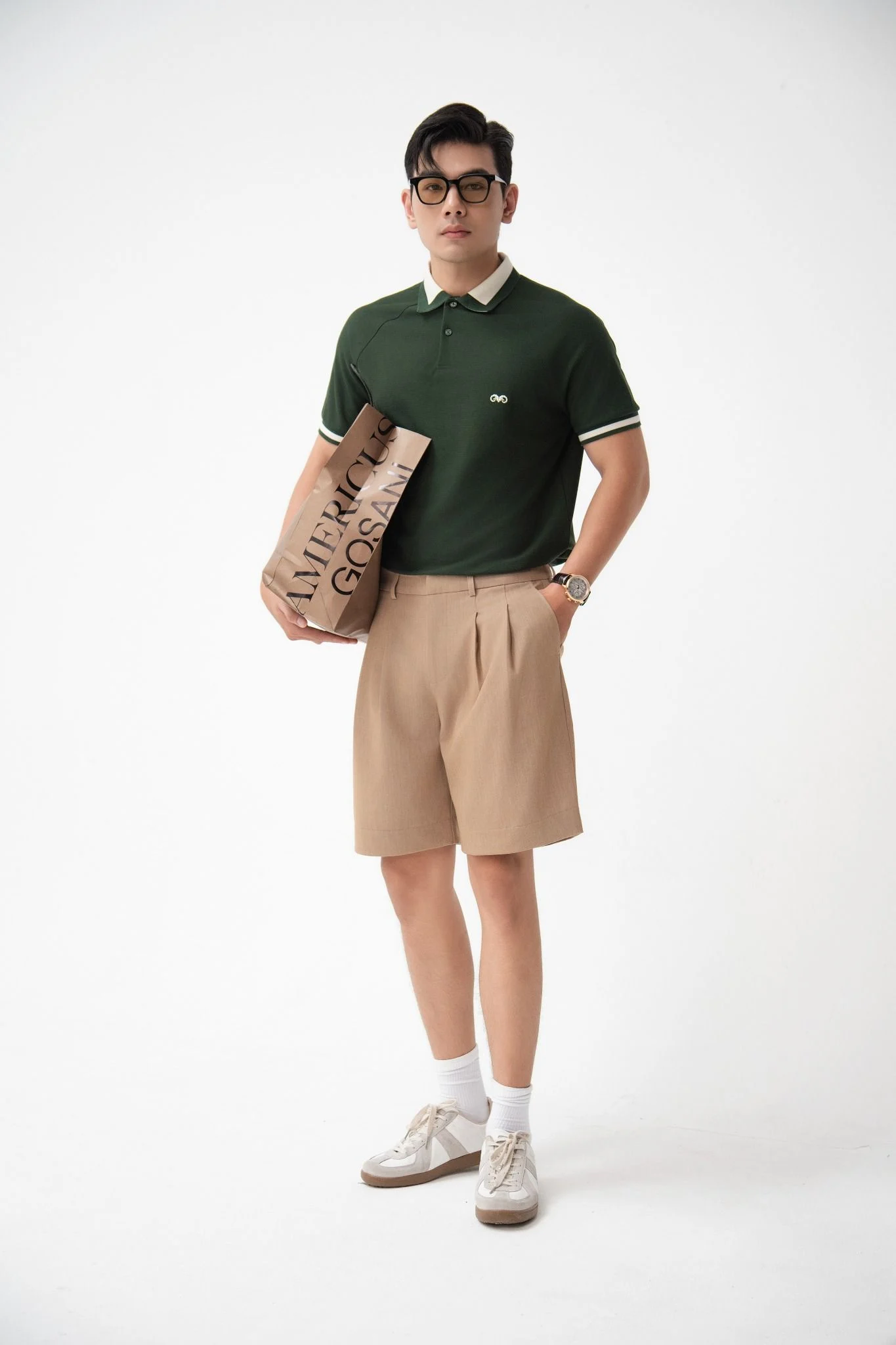  POLO NAM 8868-RÊU-KEM CỔ TAY 