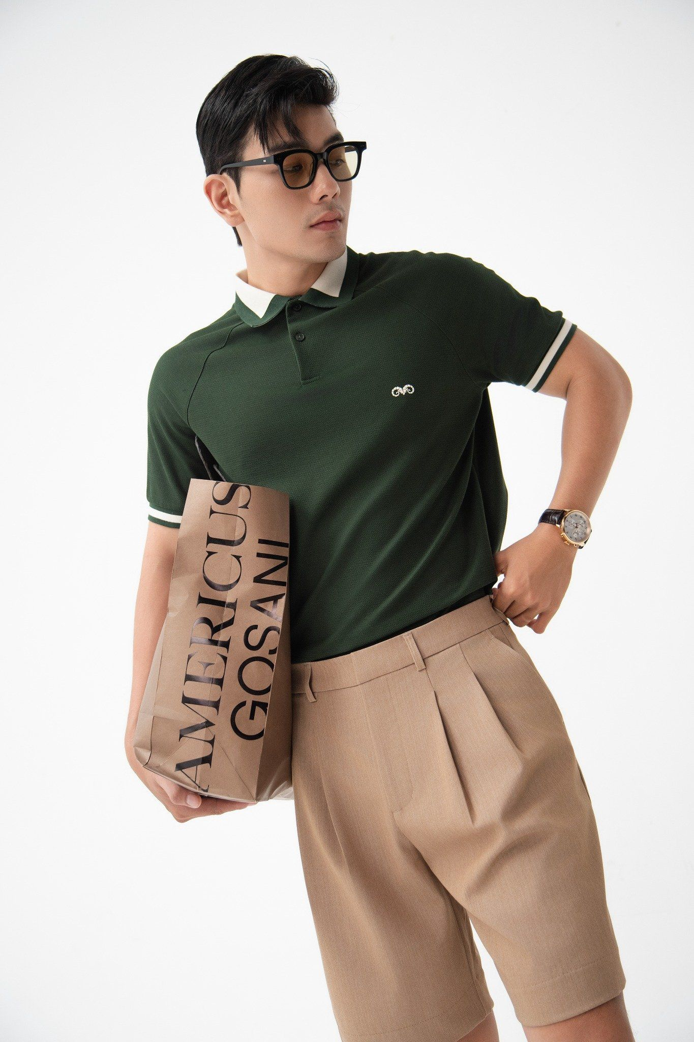  POLO NAM 8868-RÊU-KEM CỔ TAY 