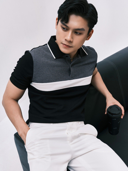  POLO NAM 8871-ĐEN MẢN XÁM 