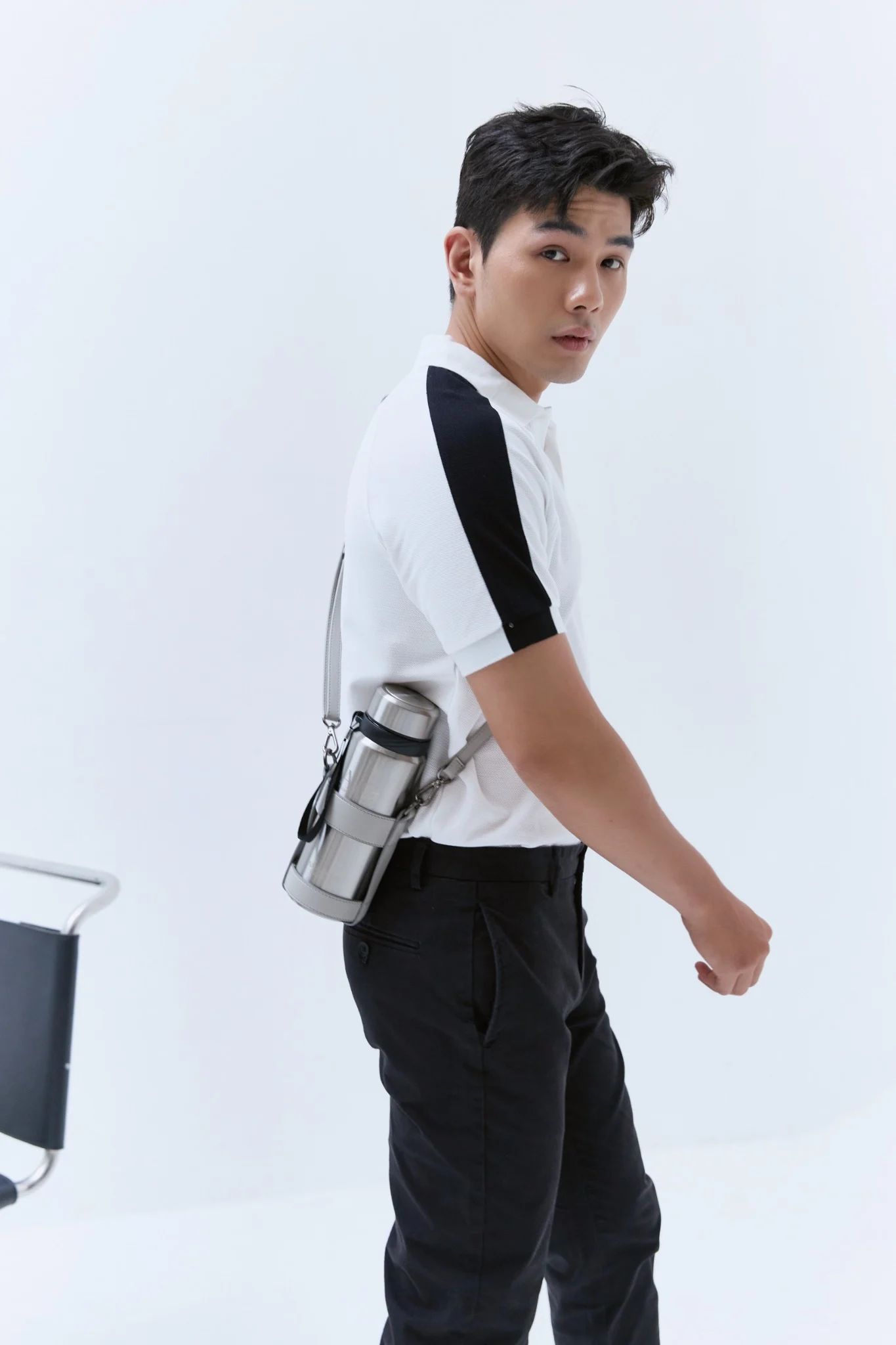  POLO NAM 8876-CỔ TRẮNG TAY ĐEN 