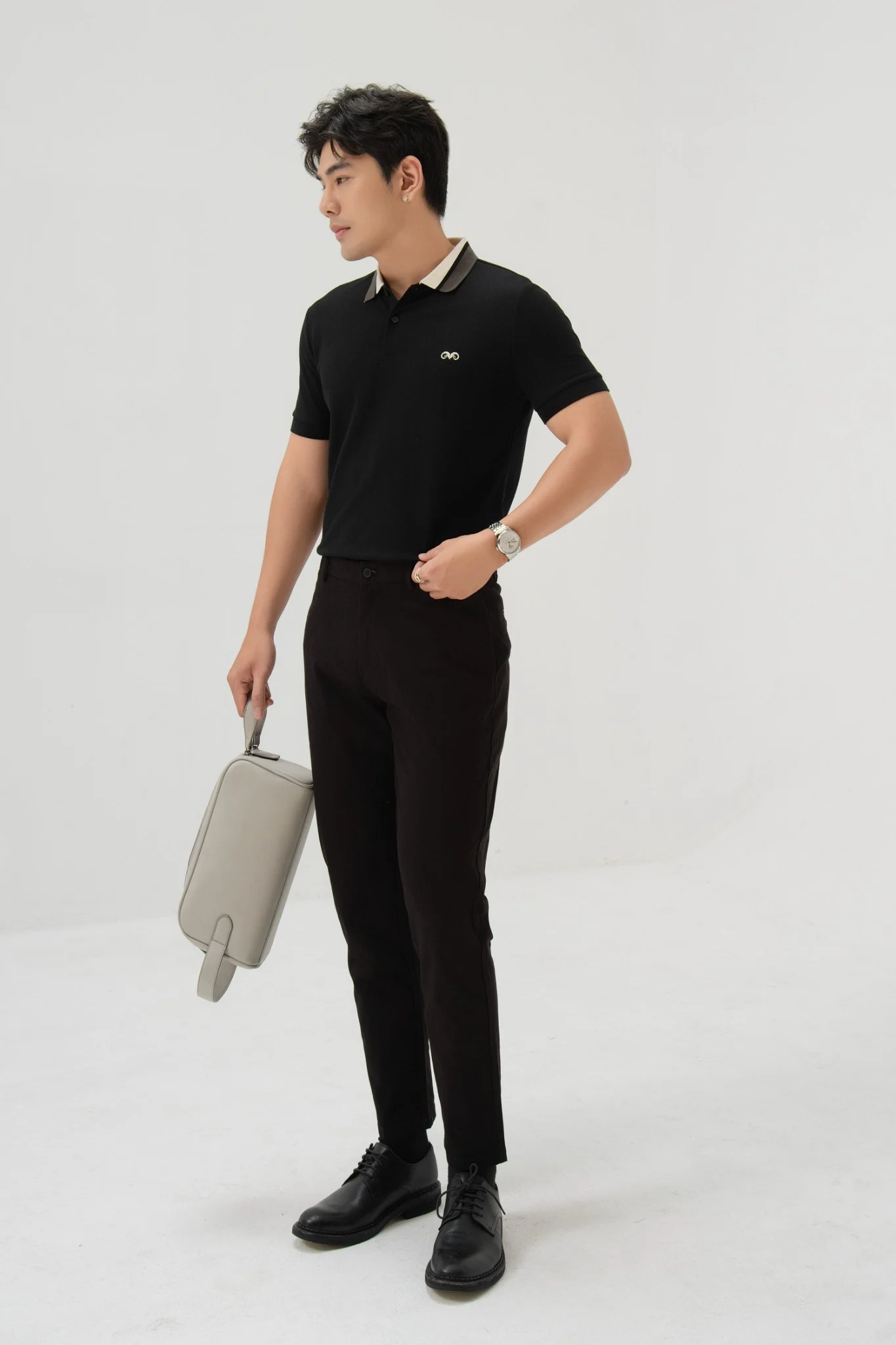  POLO NAM 8879-ĐEN CỔ RÊU KEM 