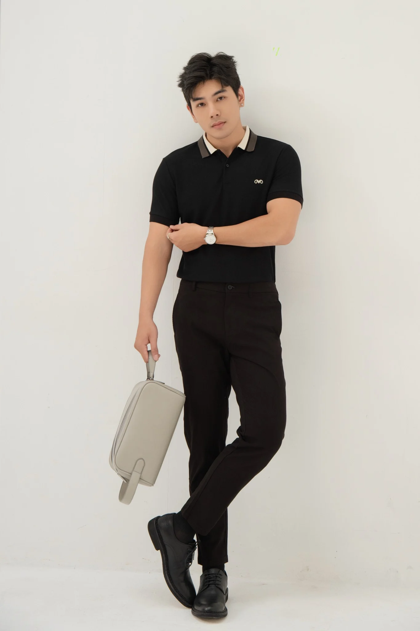  POLO NAM 8879-ĐEN CỔ RÊU KEM 