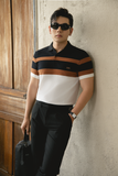  POLO NAM 8883-SLIM FIT TRẮNG PHỐI ĐEN NÂU 