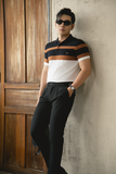  POLO NAM 8883-SLIM FIT TRẮNG PHỐI ĐEN NÂU 