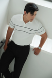  POLO NAM 8887-SLIM FIT TRẮNG 2 SỌC NGỰC ĐEN 
