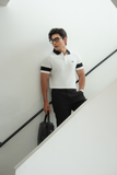  POLO NAM 8889-SLIM FIT TRẮNG F TAY ĐEN 