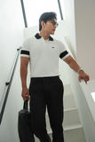  POLO NAM 8889-SLIM FIT TRẮNG F TAY ĐEN 