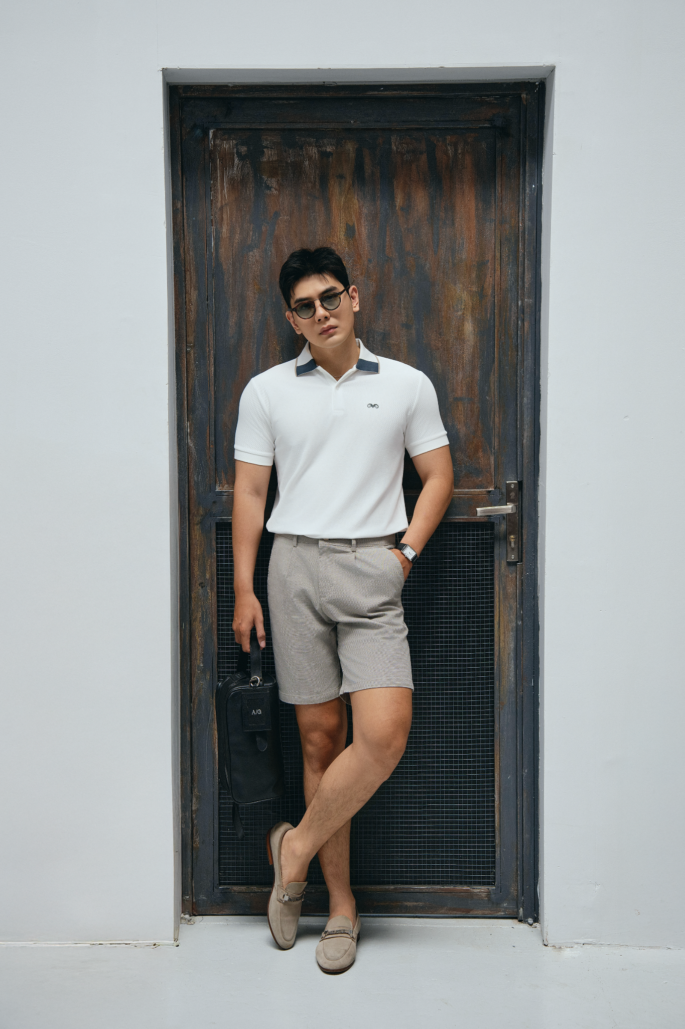  POLO NAM 8901-SLIM FIT GÓC CỔ XÁM 