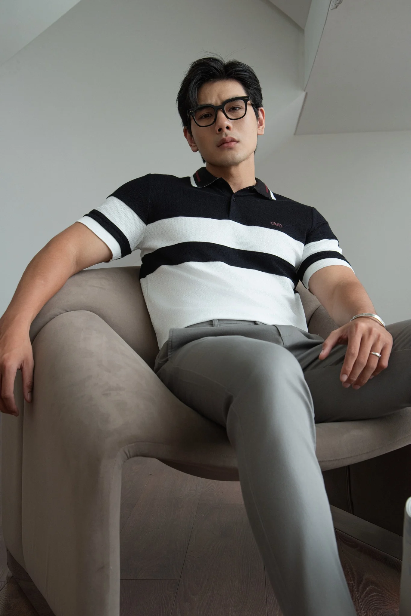  POLO NAM 8891-SLIM FIT TRẮNG F ĐEN 