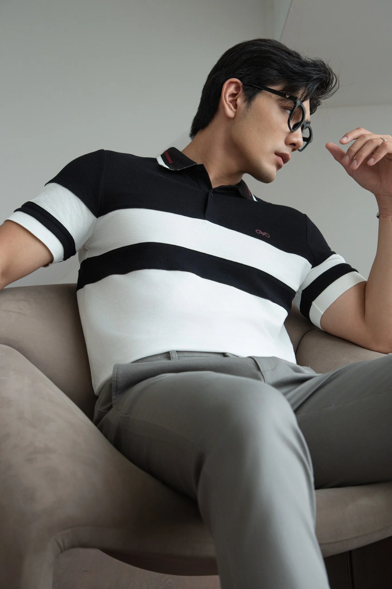  POLO NAM 8891-SLIM FIT TRẮNG F ĐEN 
