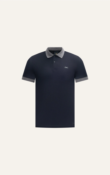  POLO NAM 8899-SLIM FIT ĐEN CỔ XÁM CHÌ 