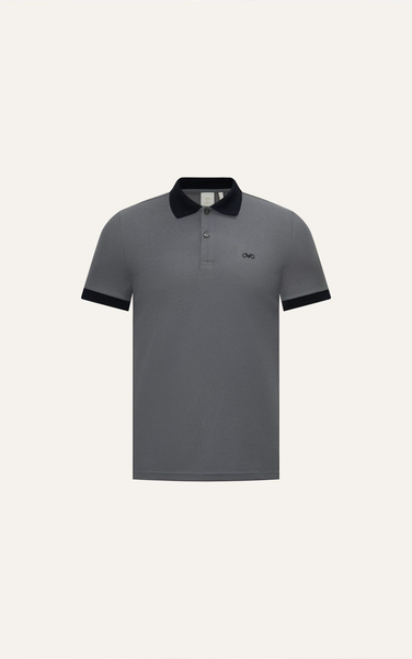  POLO NAM 8899-SLIM FIT XÁM CHÌ CỔ ĐEN 