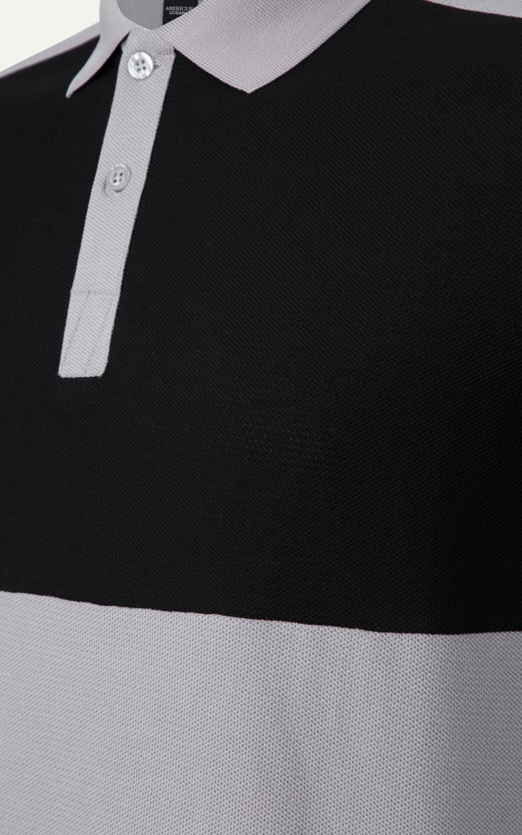  POLO NAM T8069-CỔ XÁM NGỰC ĐEN 