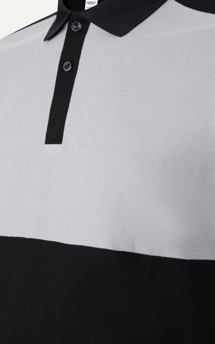  POLO NAM T8069-CỔ ĐEN NGỰC XÁM 