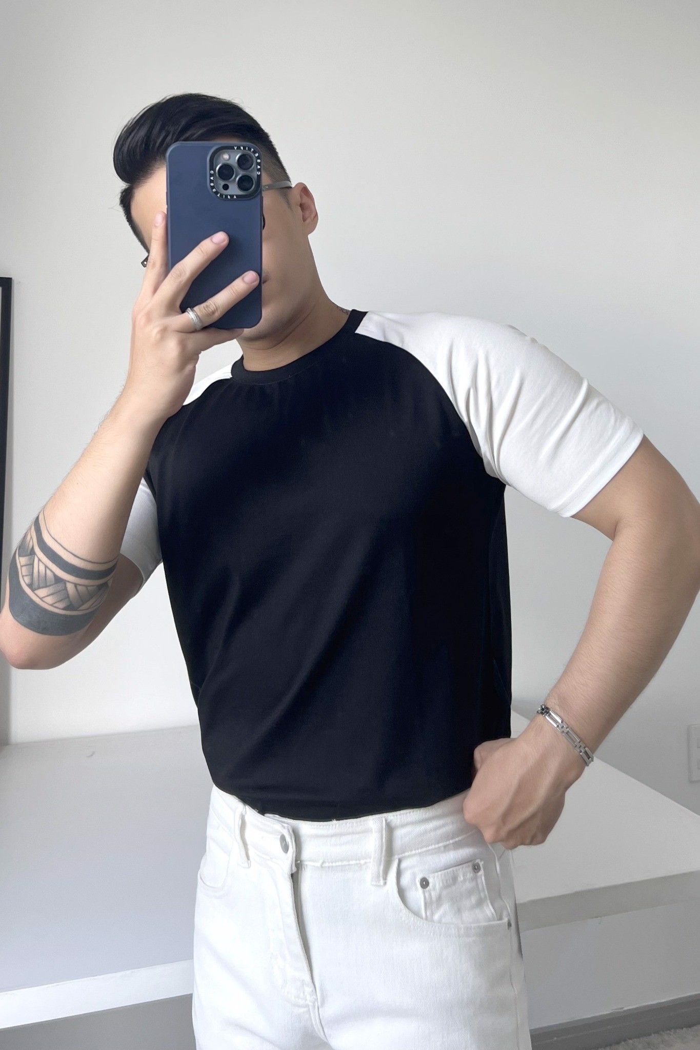  ÁO THUN NAM B041-TAY TRẮNG 