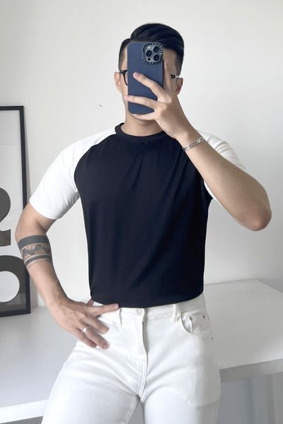  ÁO THUN NAM B041-TAY TRẮNG 