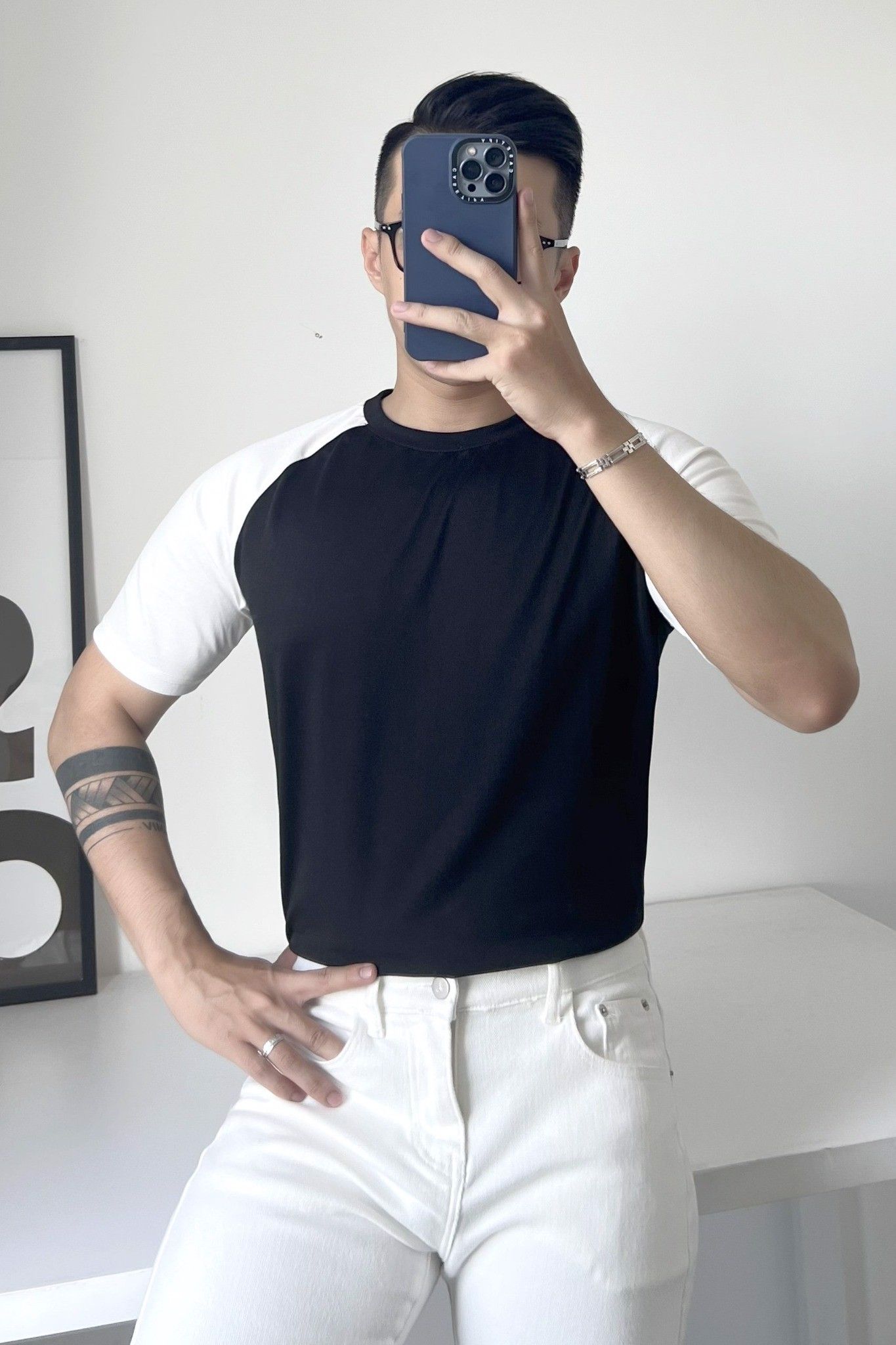  ÁO THUN NAM B041-TAY TRẮNG 