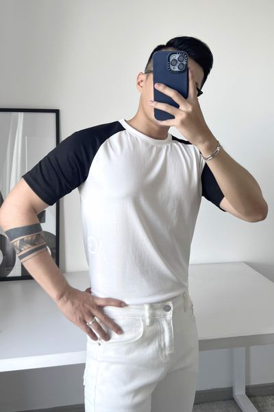  ÁO THUN NAM B041-TAY ĐEN 