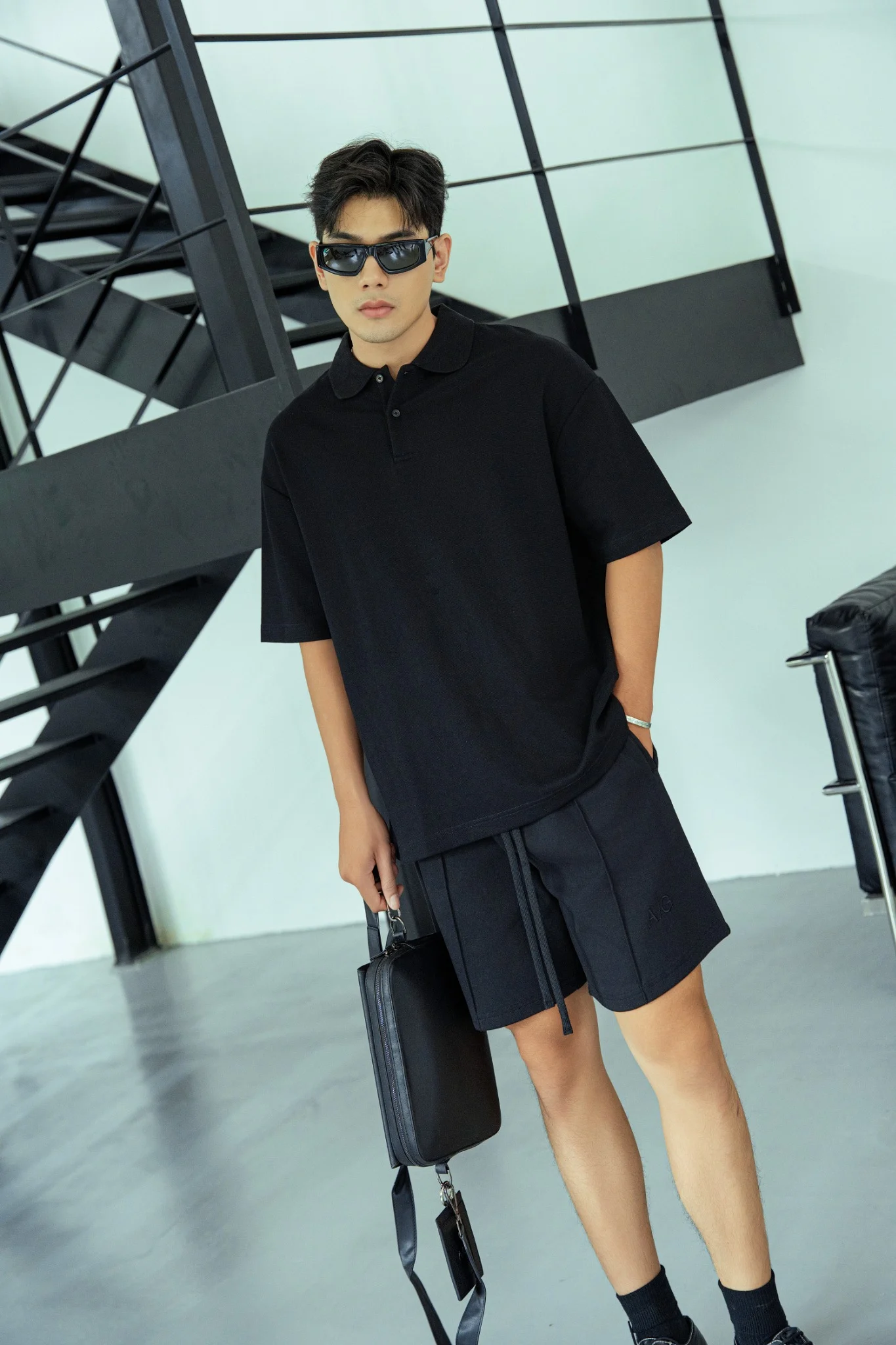  POLO NAM FORM RỘNG S001-ĐEN 