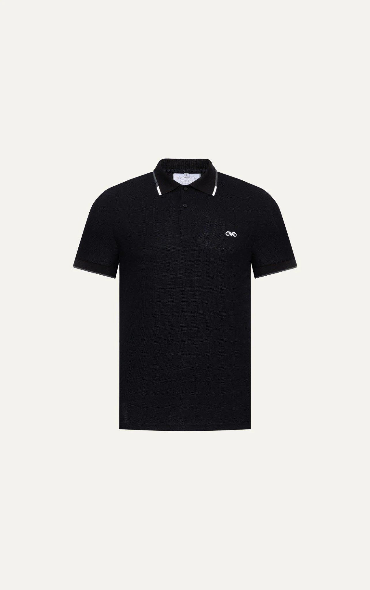  POLO NAM 8875-ĐEN CHỈ XÁM CỔ 
