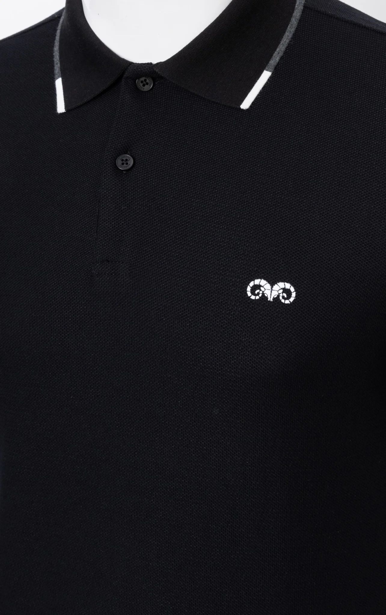  POLO NAM 8875-ĐEN CHỈ XÁM CỔ 