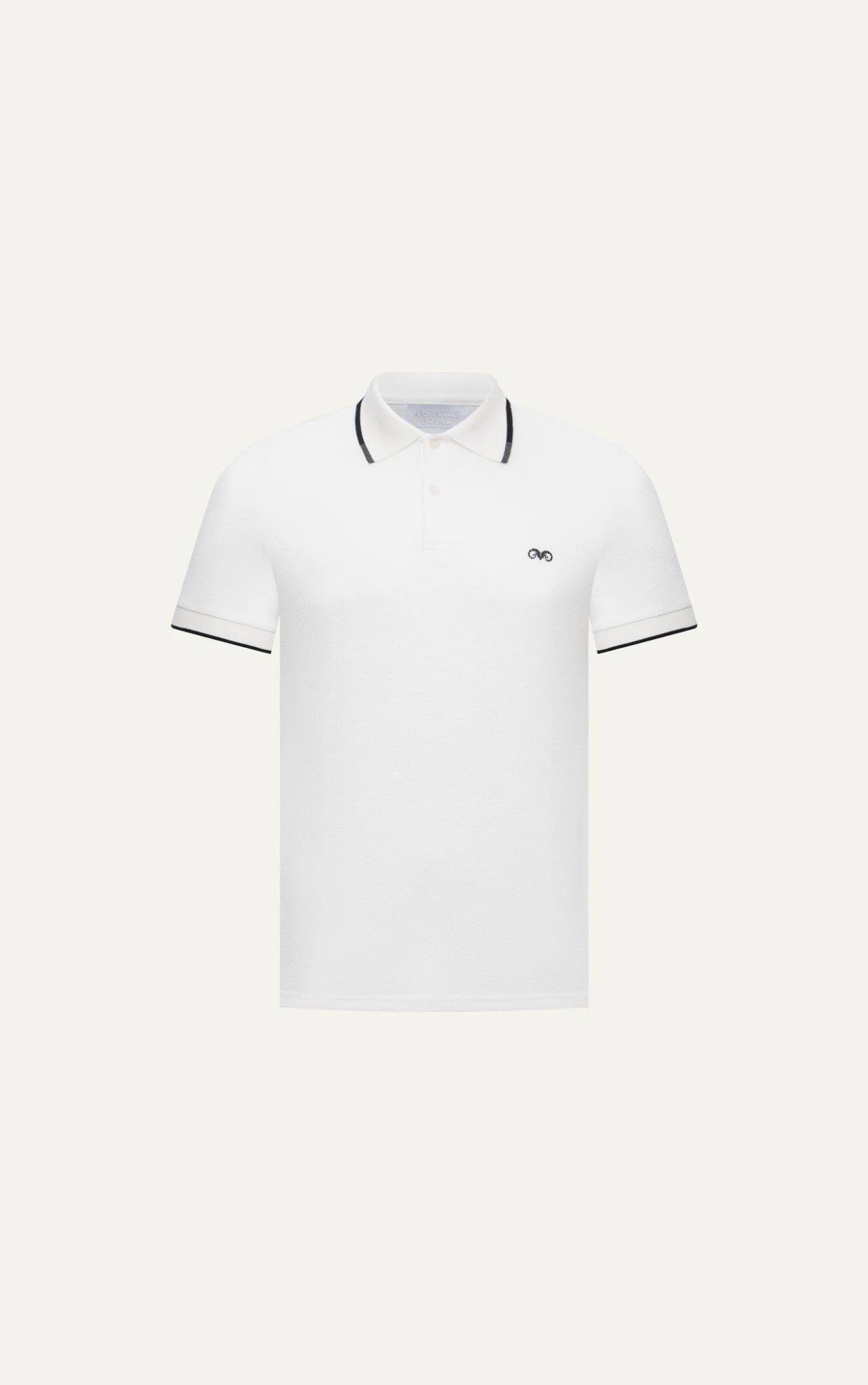  POLO NAM 8875-TRẮNG CHỈ ĐEN CỔ 