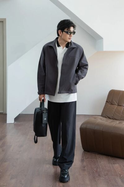  KHOÁC NAM TL01-KAKI ĐEN XÁM 