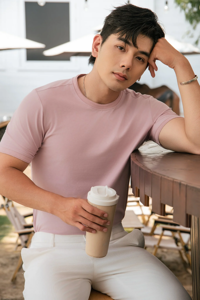  ÁO THUN NAM H080-HỒNG 