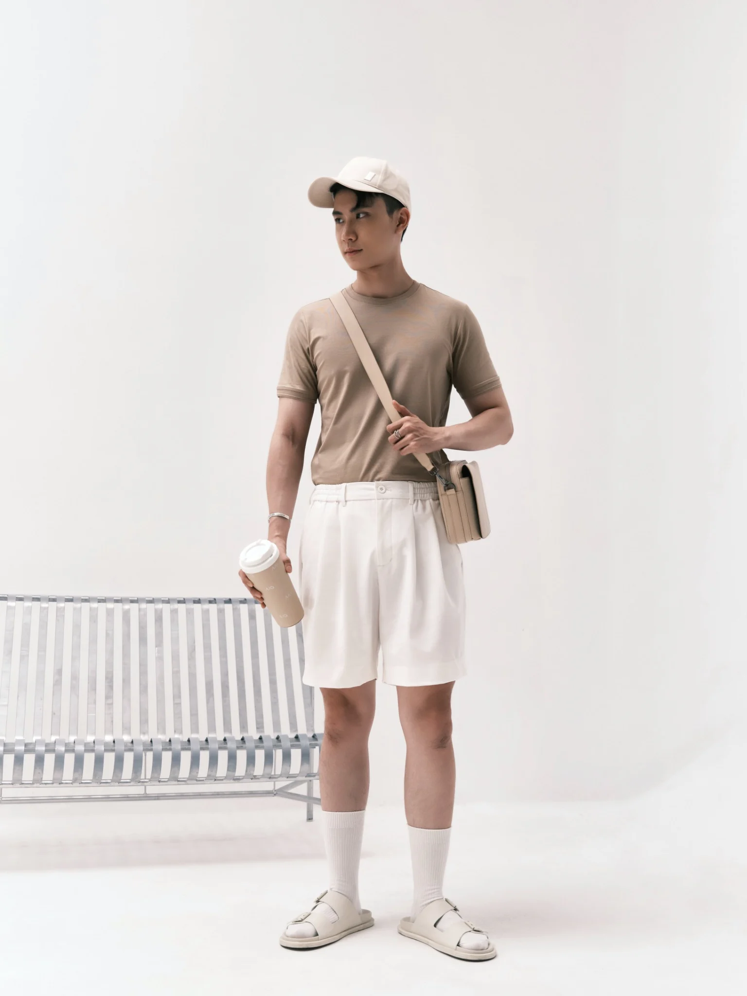  ÁO THUN NAM H080-KEM BE 