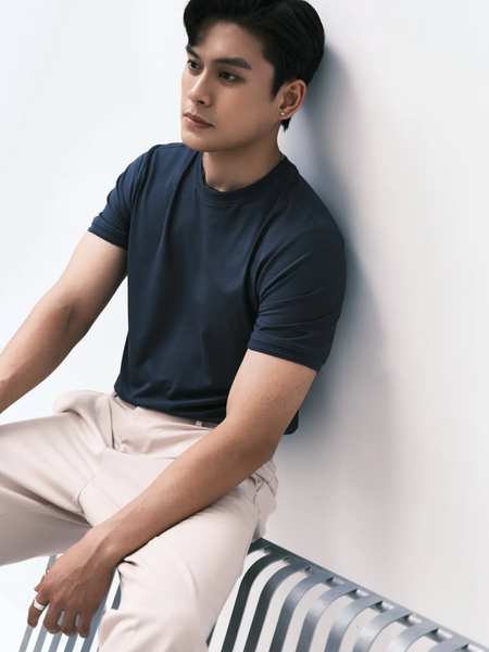  ÁO THUN NAM H080-XANH ĐEN DB 