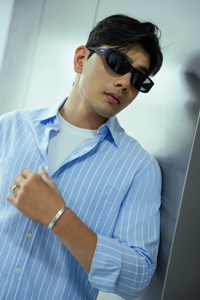  ÁO SOMI NAM H297-REGULAR SỌC XANH TRẮNG 