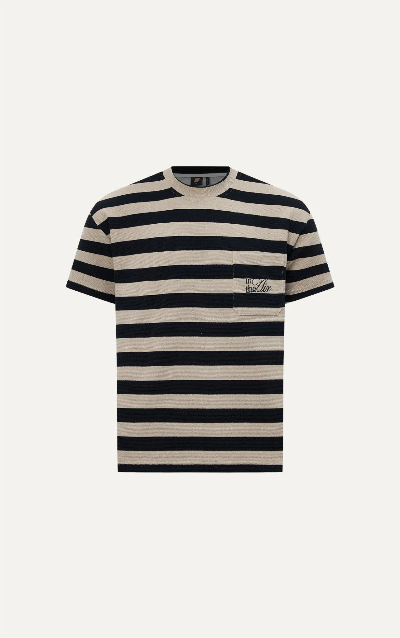  ÁO THUN NAM HT01-LOOSE FIT KEM ĐẬM SỌC ĐEN 