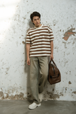  ÁO THUN NAM HT01-LOOSE FIT KEM SỌC NÂU 