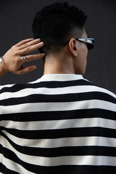  ÁO THUN NAM HT01-LOOSE FIT KEM LỢT SỌC ĐEN 