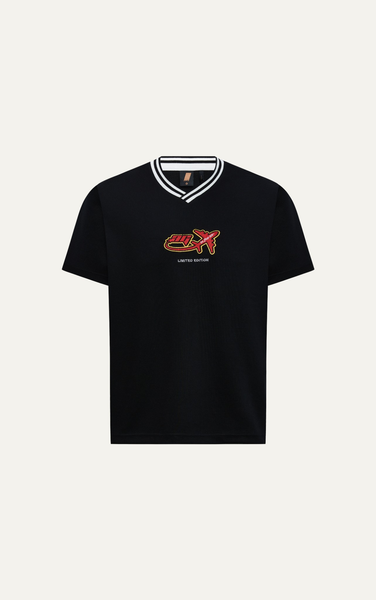  ÁO THUN NAM CỔ TIM HT04-LOOSE FIT ĐEN 