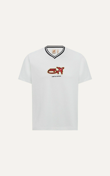  ÁO THUN NAM CỔ TIM HT04-LOOSE FIT TRẮNG 