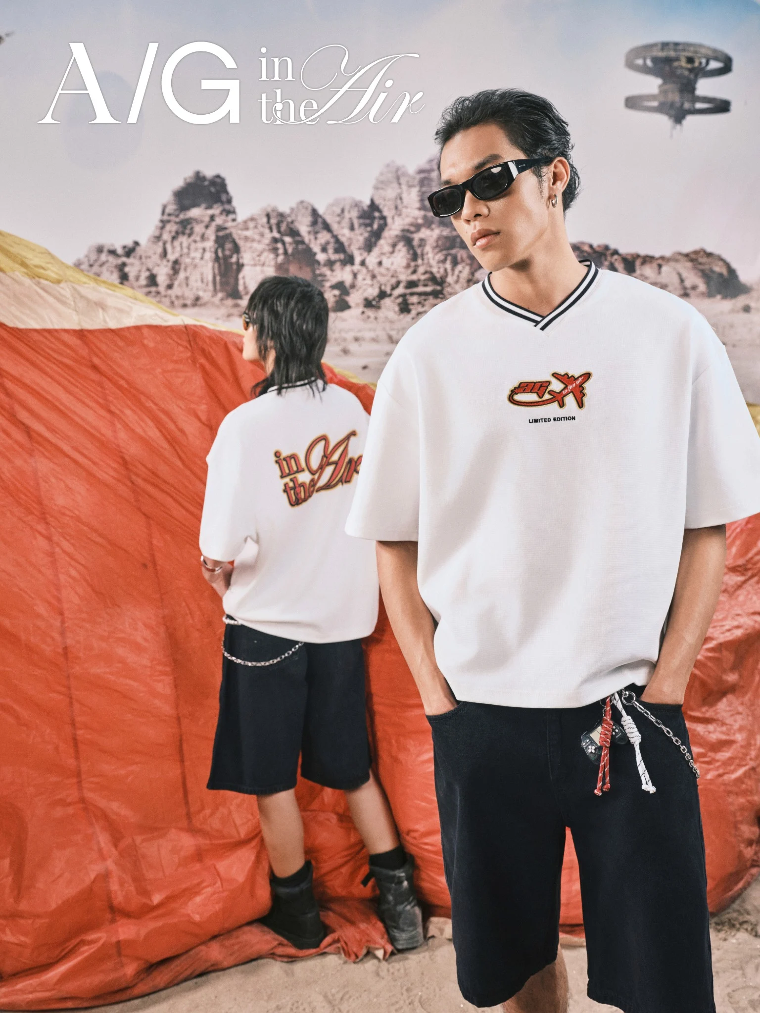  ÁO THUN NAM CỔ TIM HT04-LOOSE FIT TRẮNG 
