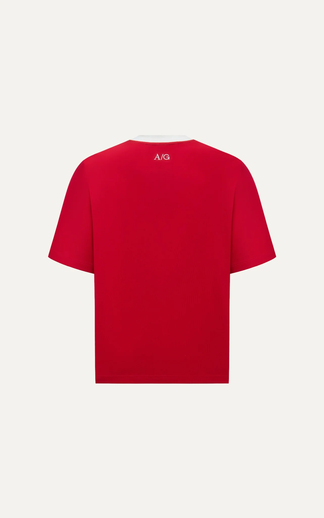  ÁO THUN NAM CỔ TIM HT06-LOOSE FIT TRẮNG IN ĐỎ 