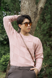  ÁO THUN NAM DỆT KIM TAY DÀI N603-REGULAR FIT HỒNG 