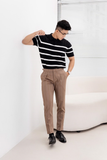  POLO NAM DỆT KIM N710-REGULAR FIT ĐEN SỌC TRẮNG 