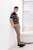  POLO NAM DỆT KIM N710-REGULAR FIT ĐEN SỌC TRẮNG 