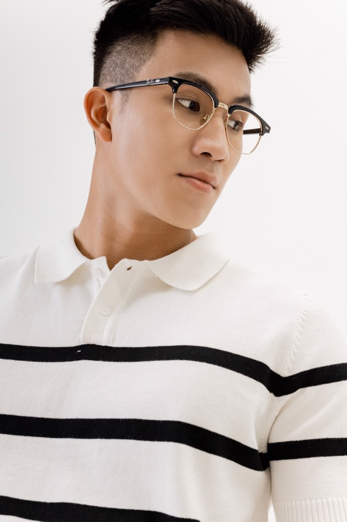  POLO NAM DỆT KIM N710-REGULAR FIT TRẮNG SỌC ĐEN 