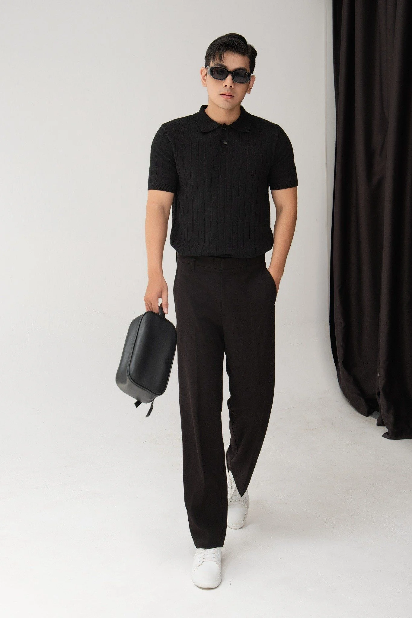  POLO NAM DỆT KIM N717-REGULAR FIT ĐEN 